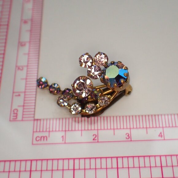 Austrian AB Floral Spray Clip ons - Picture 4 of 10